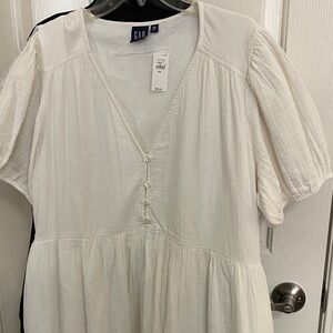 GAP White Button-Front Dress, fully lined
